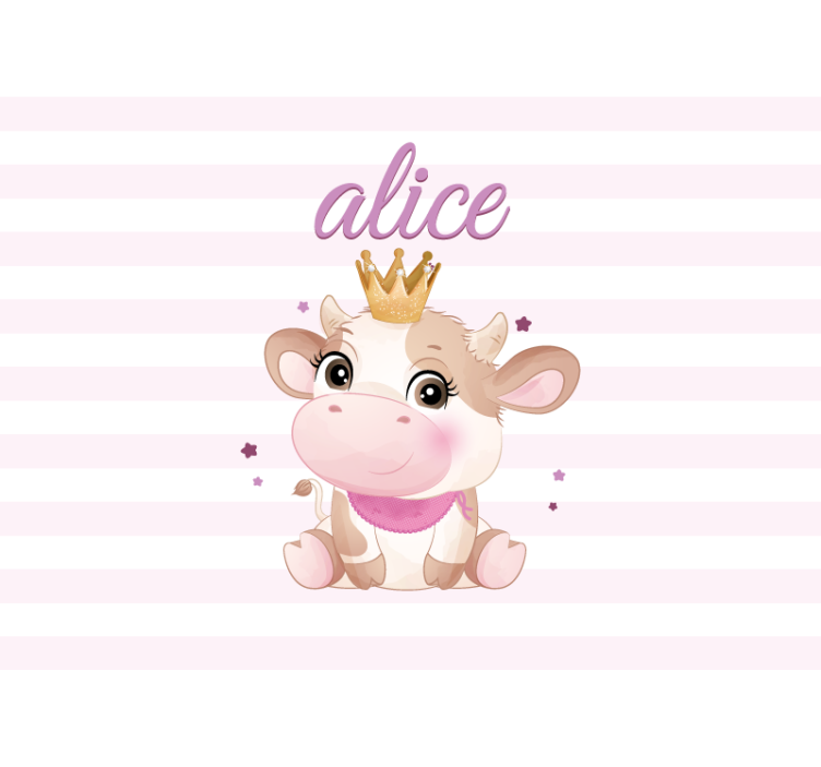 Crowned Cow Illustration childrens wall mural - TenStickers