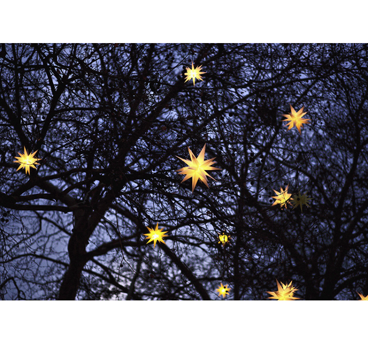 Christmas wall mural golden starry night - TenStickers