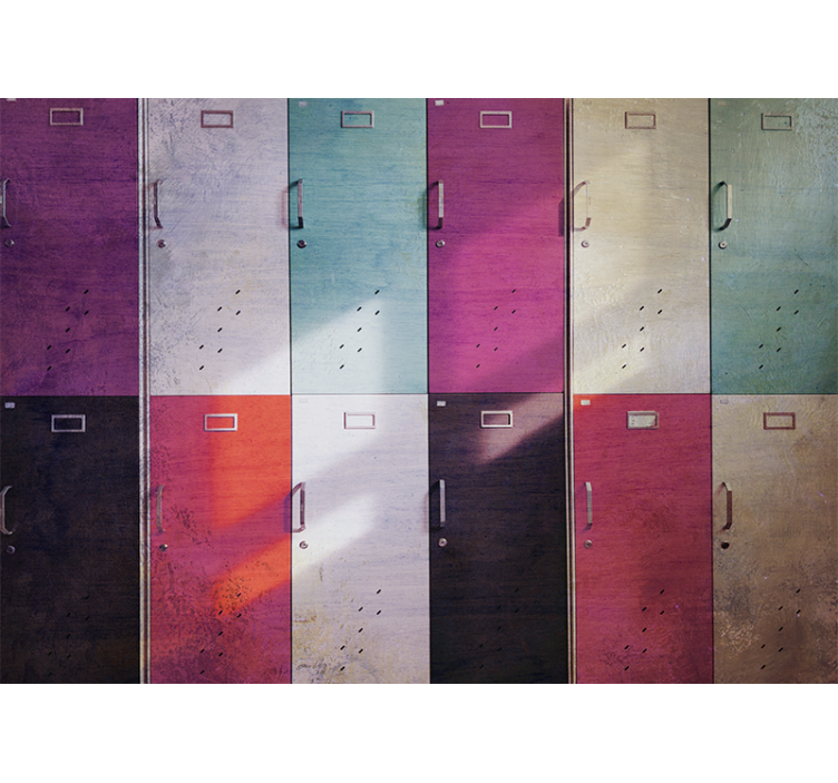 Music wall mural colorful locker facades - TenStickers
