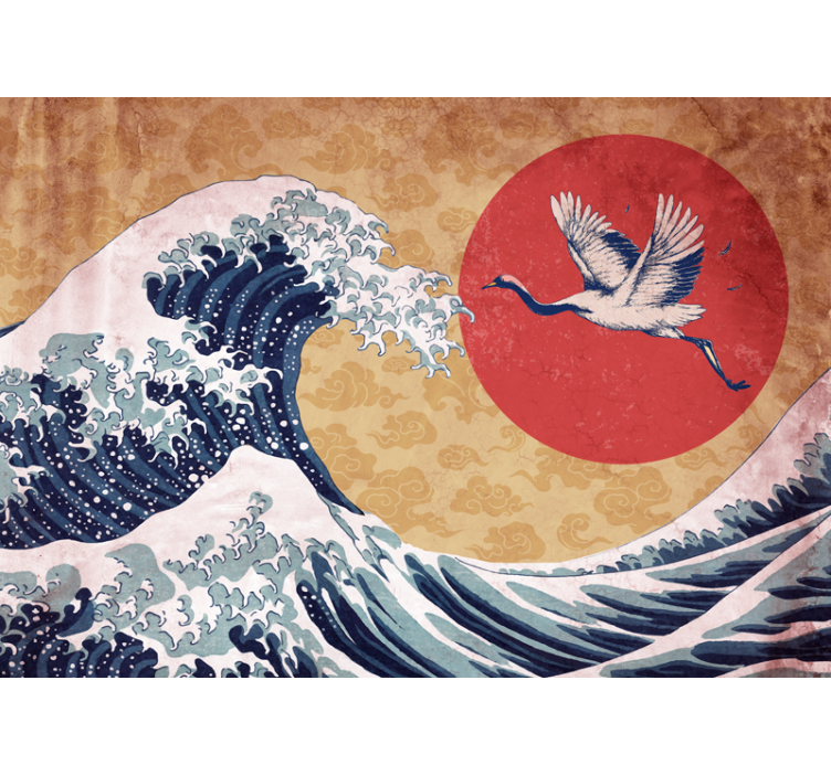 Wall mural nature cresting wave crane - TenStickers