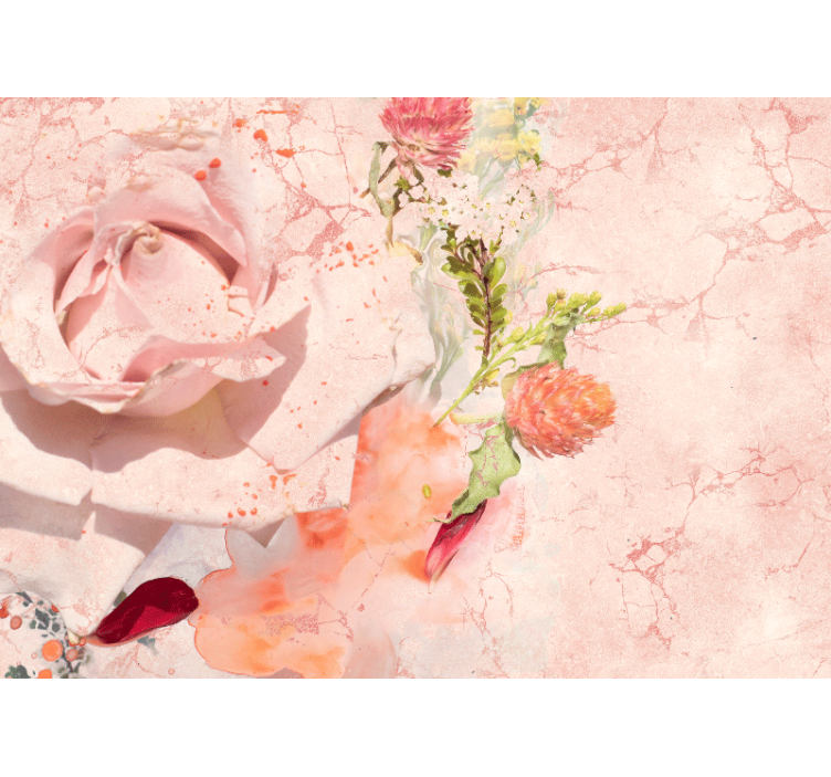 Romantic pink rose flower wall mural - TenStickers