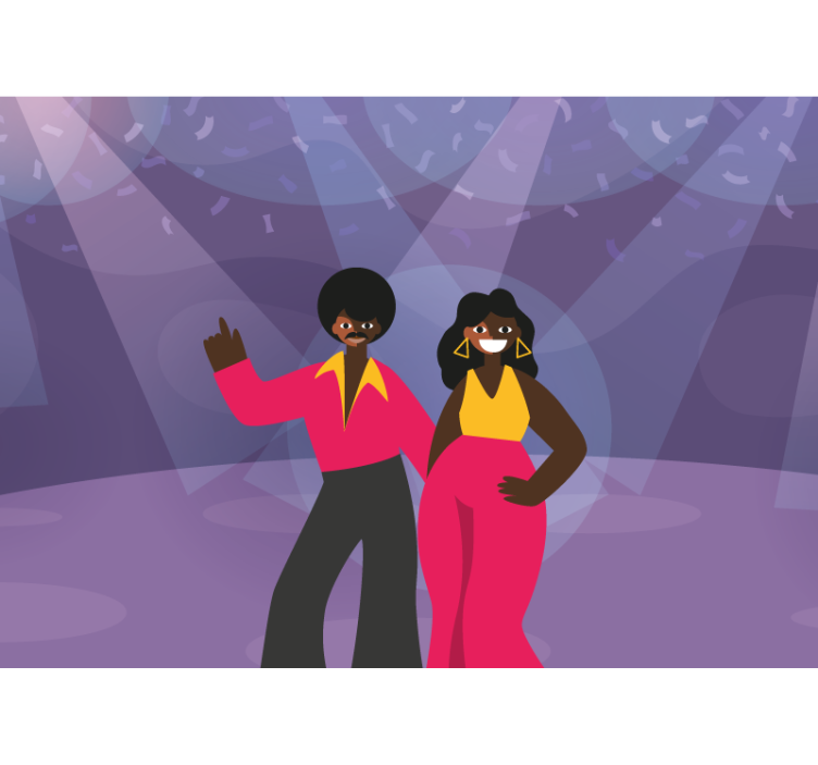 Music wall mural disco dancing couple - TenStickers
