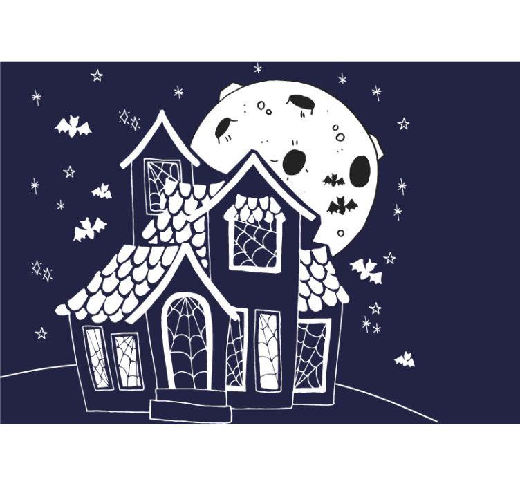 Wall mural halloween spooky haunted house scene - TenStickers