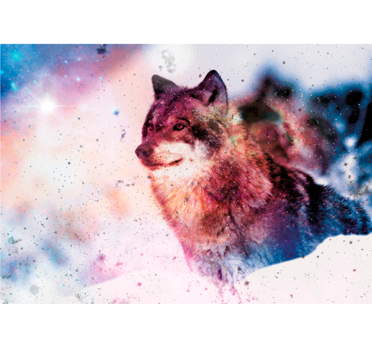 Animals wall mural lone cosmic wolf - TenStickers