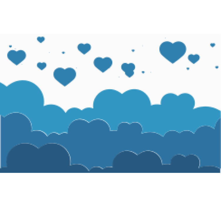 Romantic wall mural clouds and hearts - TenStickers
