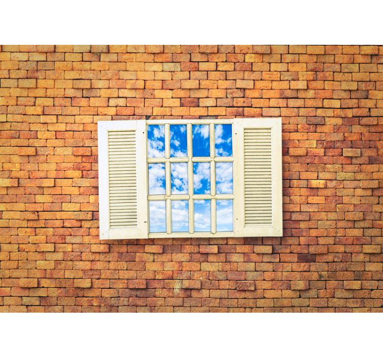 Mural stone wall open window perspective - TenStickers