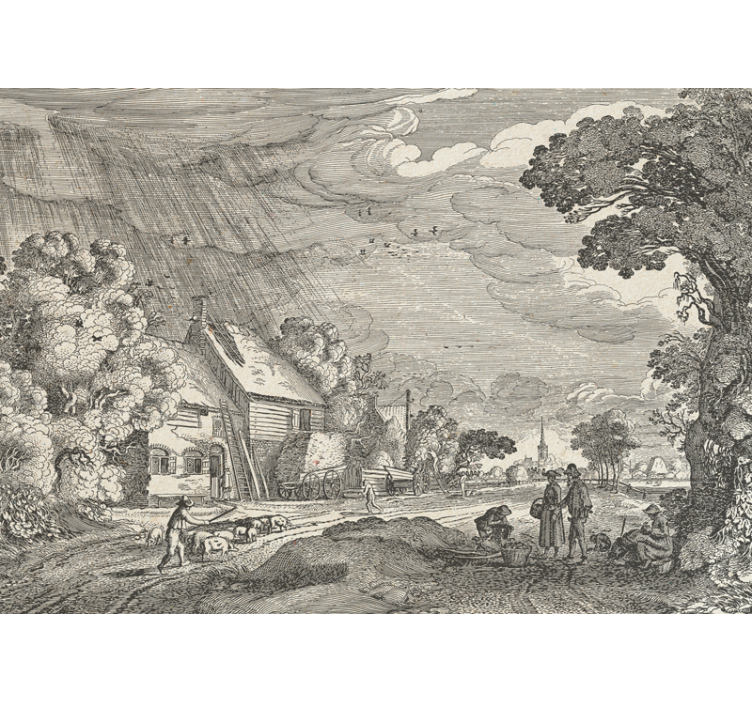 Landscape wall mural of rural scene - TenStickers