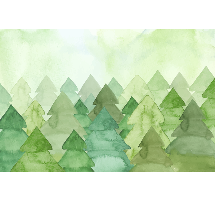 Lush green pines forest wall mural - TenStickers