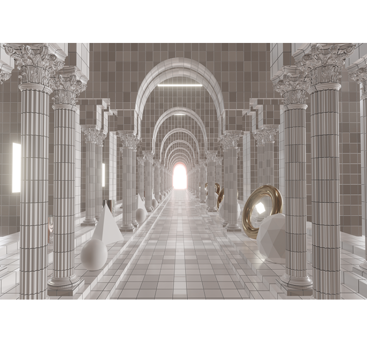 Abstract wall mural architectural hallway design - TenStickers