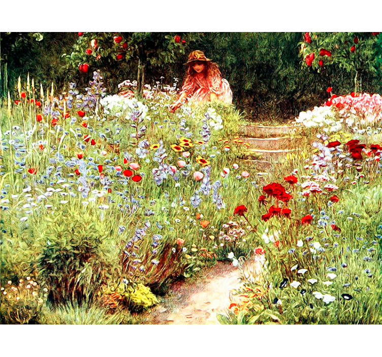 Flower wall mural garden pathway scene - TenStickers