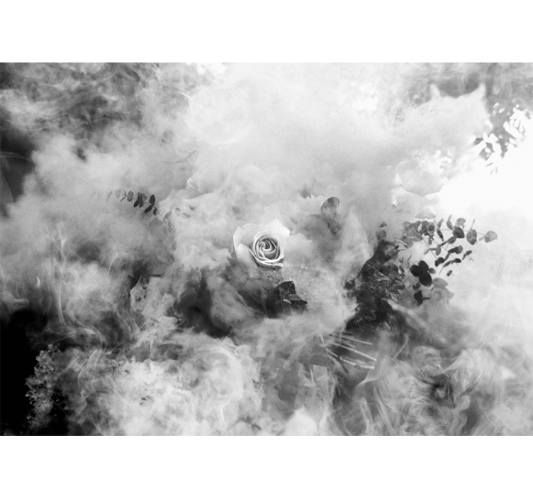 Ethereal white rose flower wall mural - TenStickers