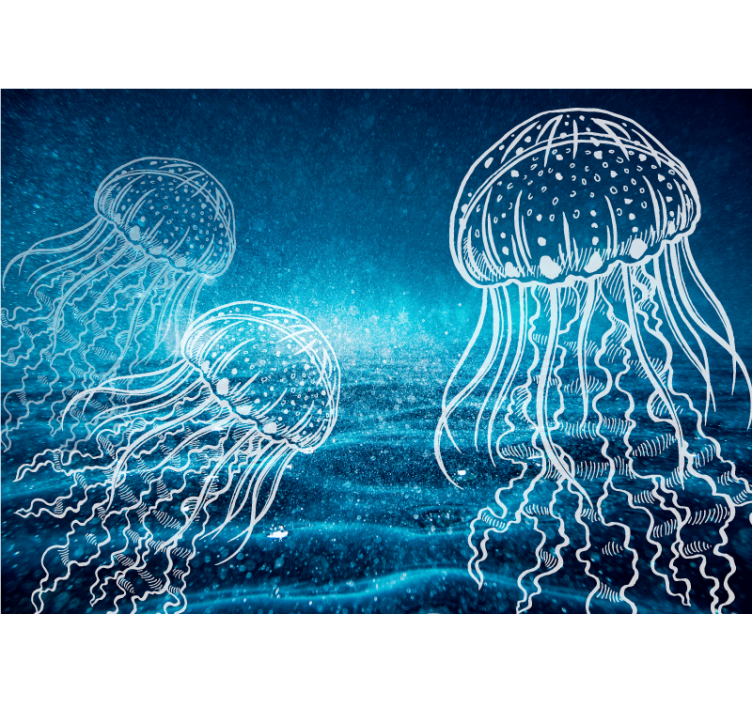 Elegant jellyfish dance wall mural bathroom - TenStickers