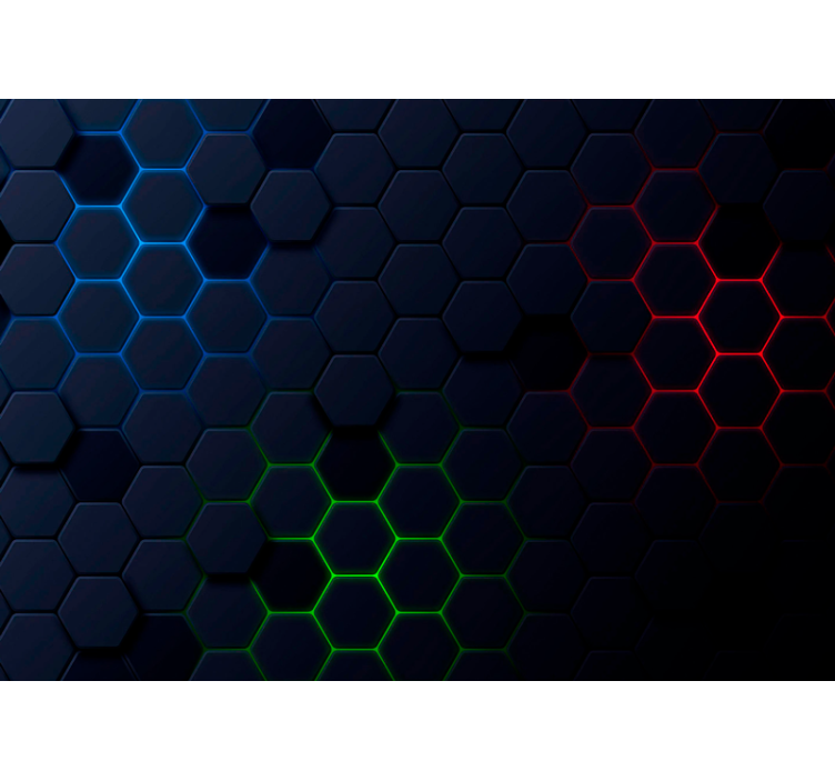 Dark neon hexagon pattern 3D wallpaper - TenStickers