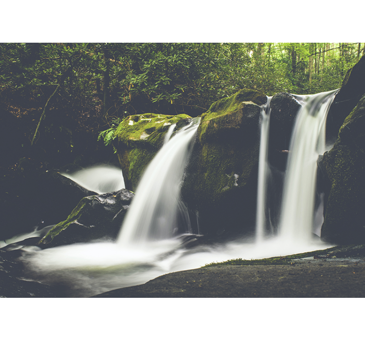 Wall mural waterfall cascading waterfall scene - TenStickers