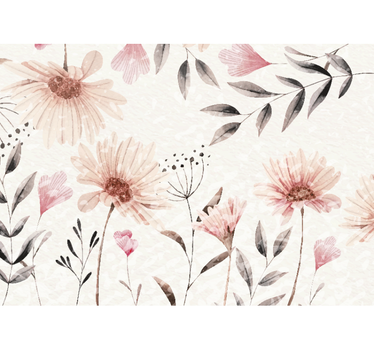 Flower wall mural in floral pink design - TenStickers