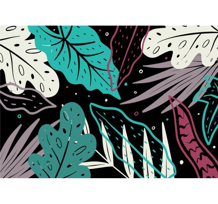 Nature wallpaper with decorative leaf patterns - TenStickers