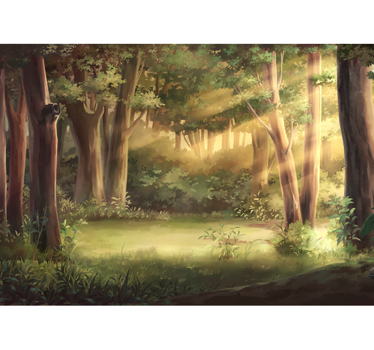 Nature wallpaper sunny woodland landscape - TenStickers