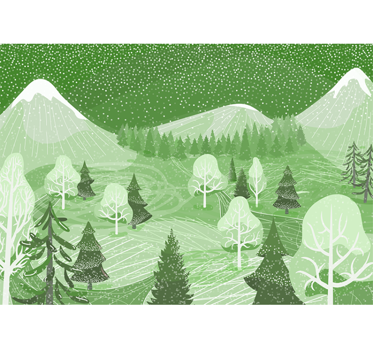 Nature wallpaper mountain woodland scene - TenStickers