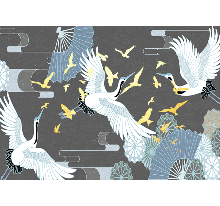 Animals wall mural of graceful flying cranes - TenStickers