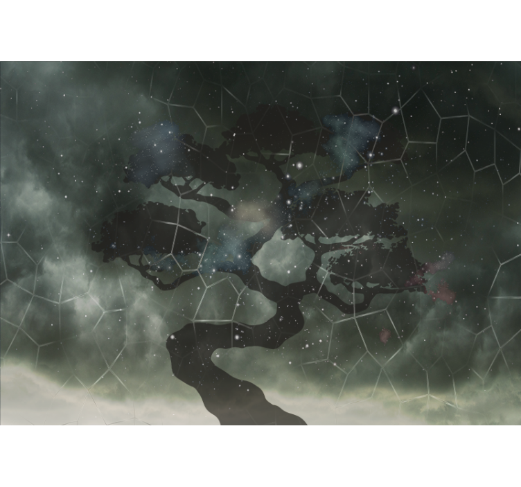 Space wall mural celestial tree silhouette - TenStickers