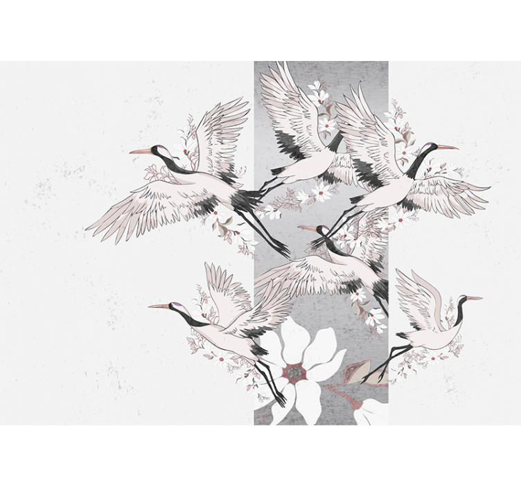 Animals wall mural elegant soaring cranes - TenStickers