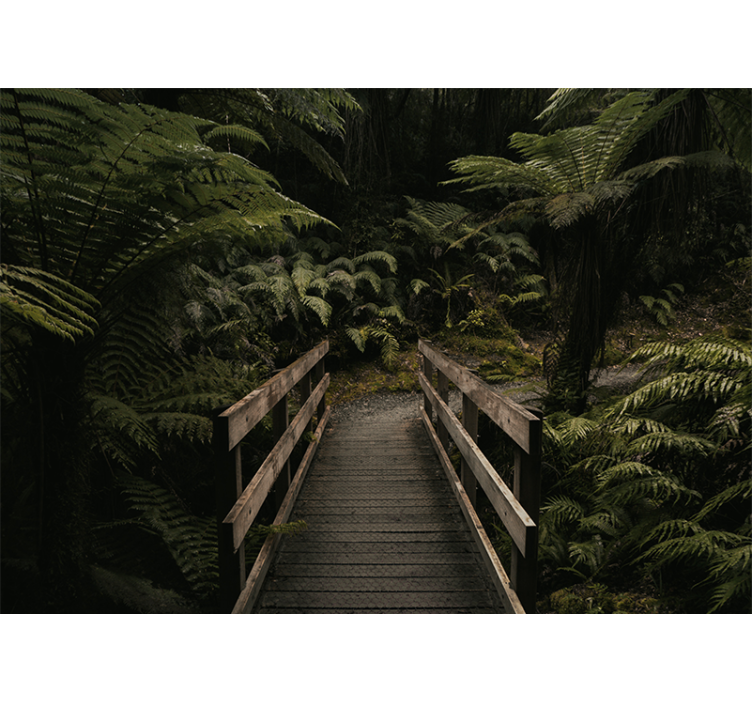Forest wallpaper timber bridge walkway - TenStickers