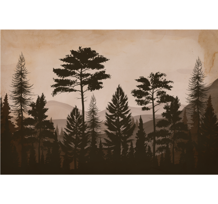 Wall mural nature silhouette forest scene - TenStickers