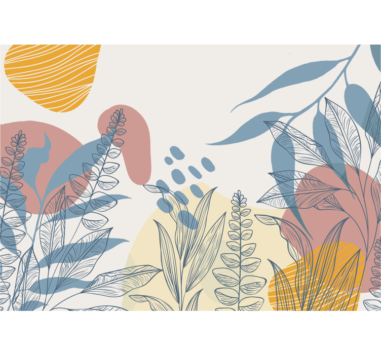 Wall mural nature with stylized plant designs - TenStickers