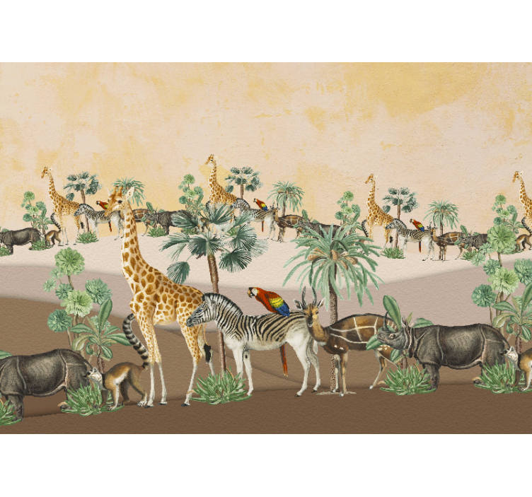 African wall mural safari wildlife scene - TenStickers