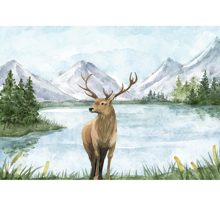 Animals wall mural majestic elk landscape - TenStickers