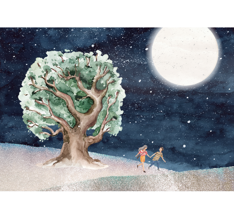 Wall mural nature moonlit tree journey - TenStickers