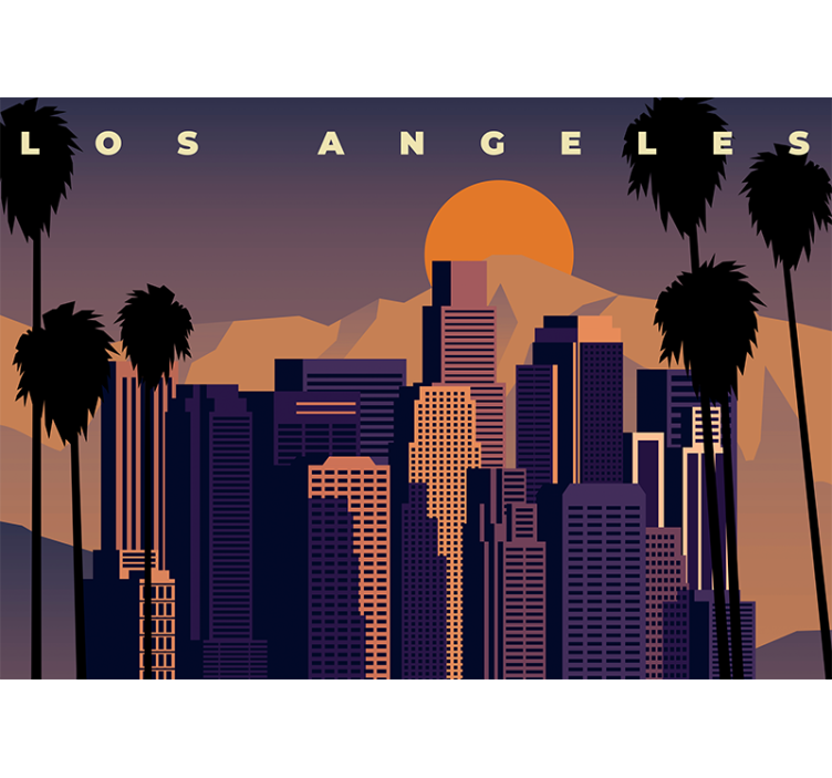 City wall mural los angeles skyline art decor - TenStickers