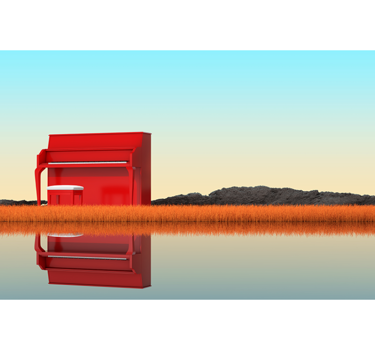 Red piano music wall mural - TenStickers