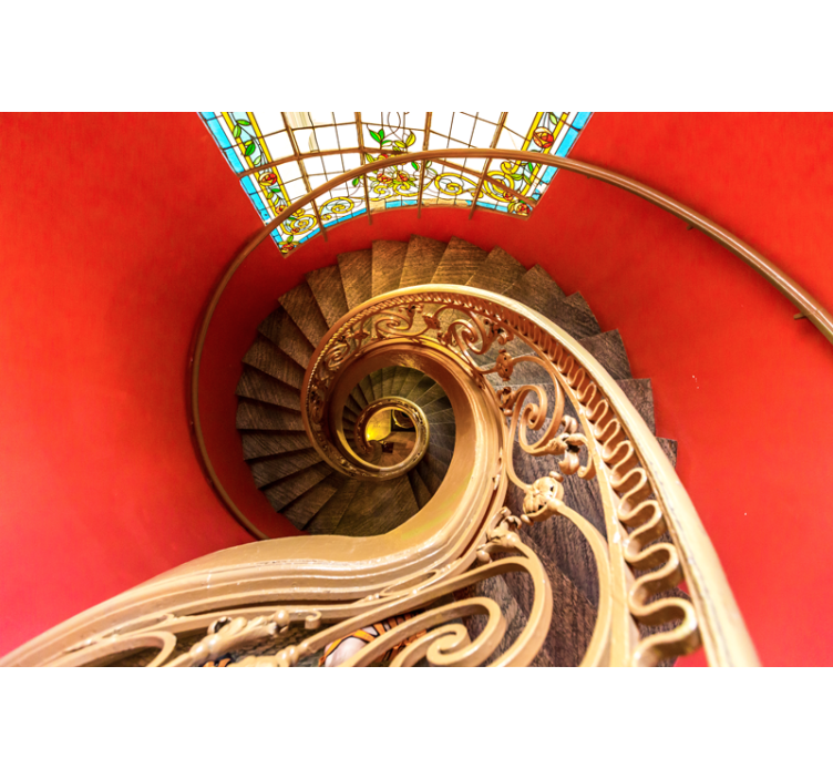 Spiral interior stairway retro mural - TenStickers