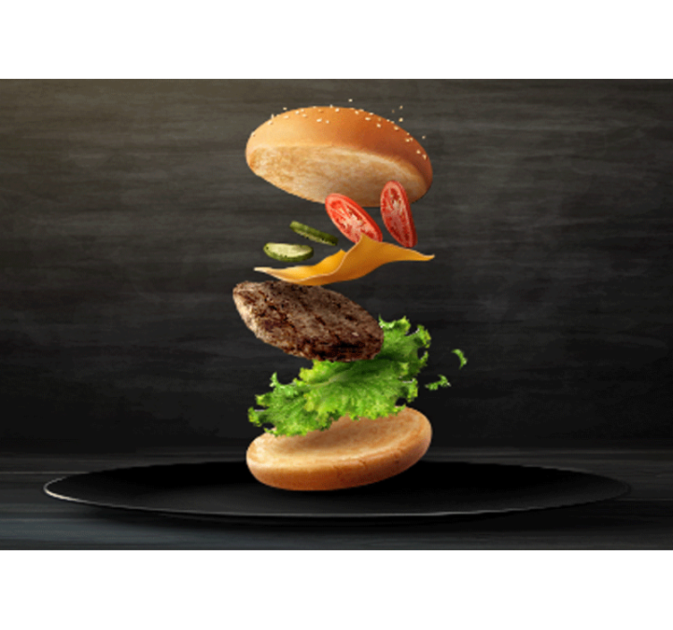 Falling Burger Chalk wall mural - TenStickers