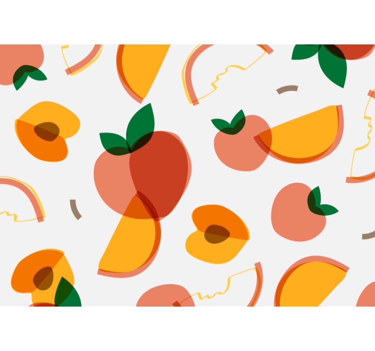 Drawn peaches fruit wall mural - TenStickers