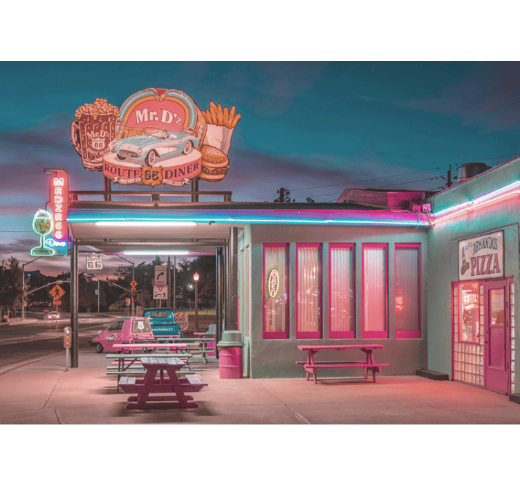 Route 66 Diner vintage wall mural - TenStickers