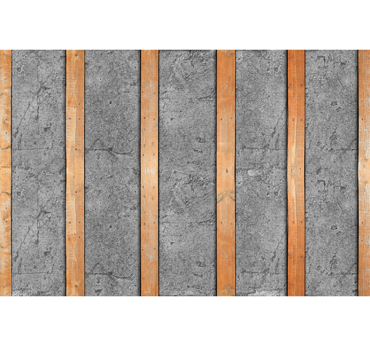 Wooden boards on concrete Wall Mural - TenStickers