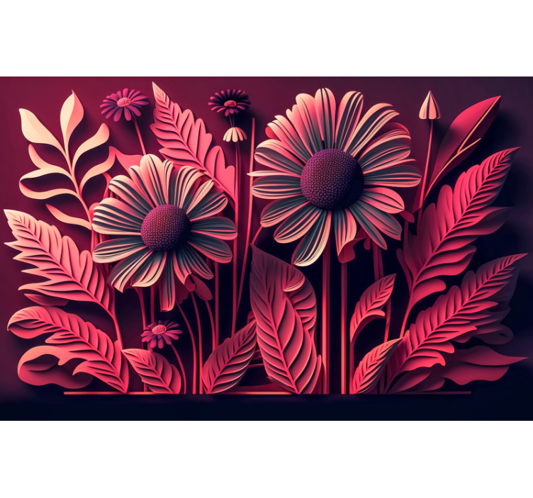 Digital flowers Magenta 3D wallpaper - TenStickers