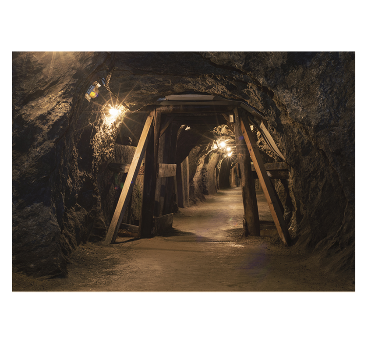 Old wooden gold mine living room wall mural - TenStickers