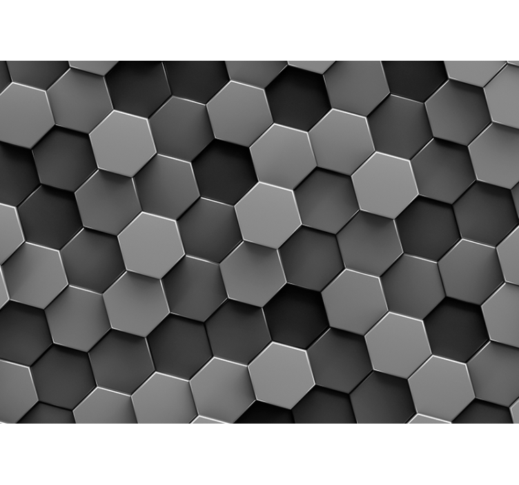 Grey hexagon pattern 3D wallpaper - TenStickers