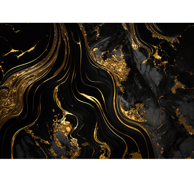 Black and Gold marble living room wallpaper - TenStickers