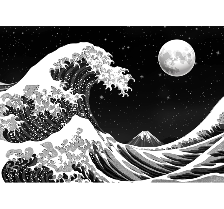 Japanese Kanagawa wave by night Art Wall Mural - TenStickers