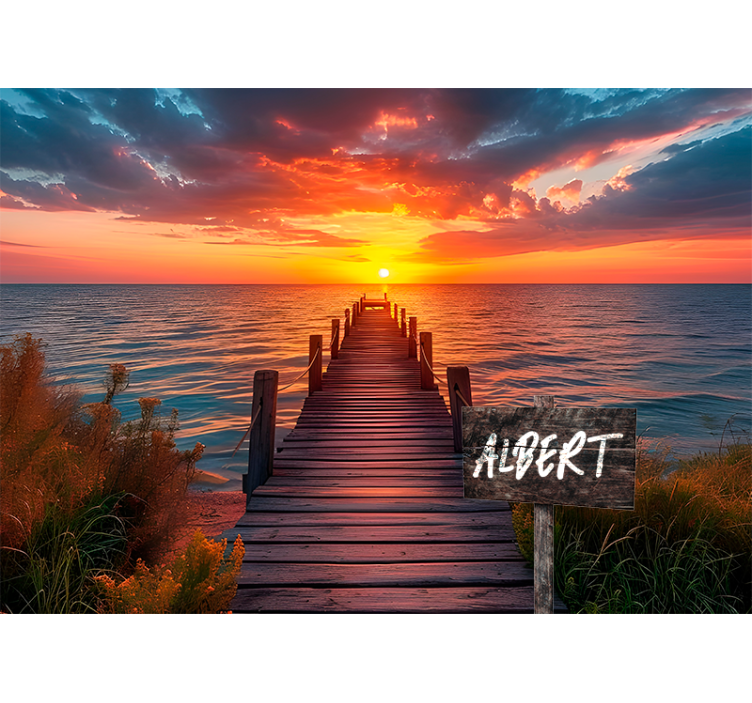 Sunset Path Personalised Name Bedroom Mural - TenStickers