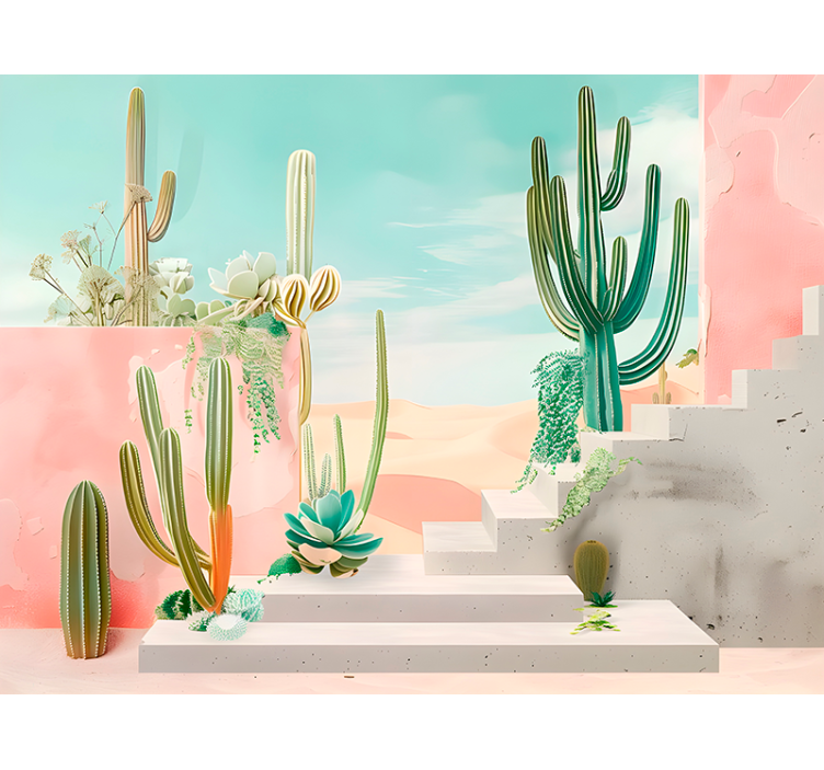 Cactus design desert wall mural - TenStickers