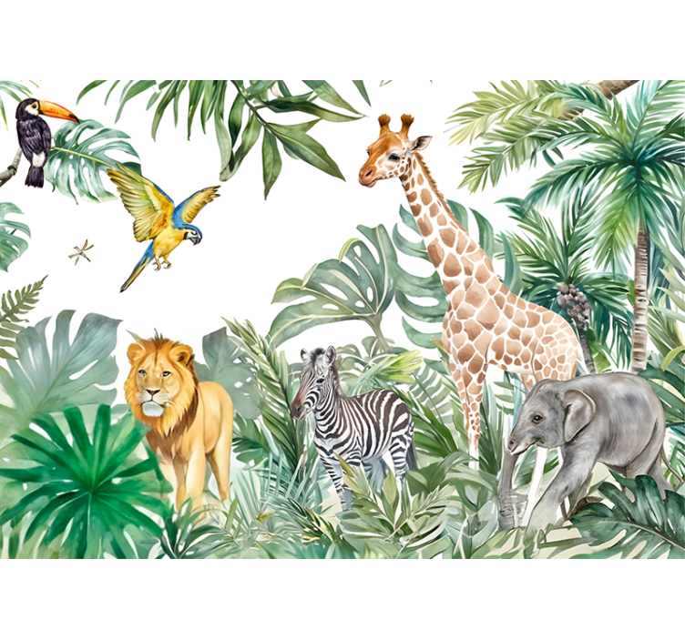Wildlife animals wall mural living room wallpaper - TenStickers