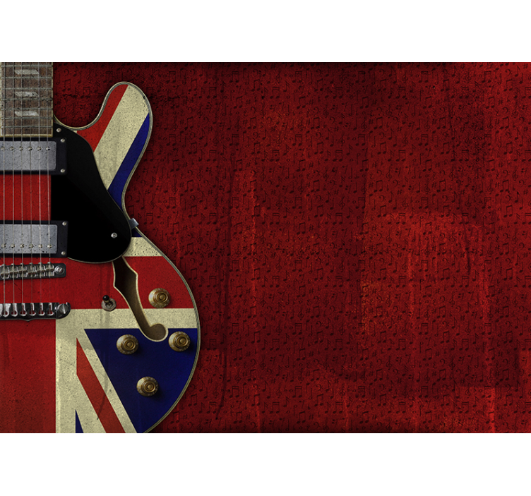 Union Jack guitar music notes wall mural - TenStickers