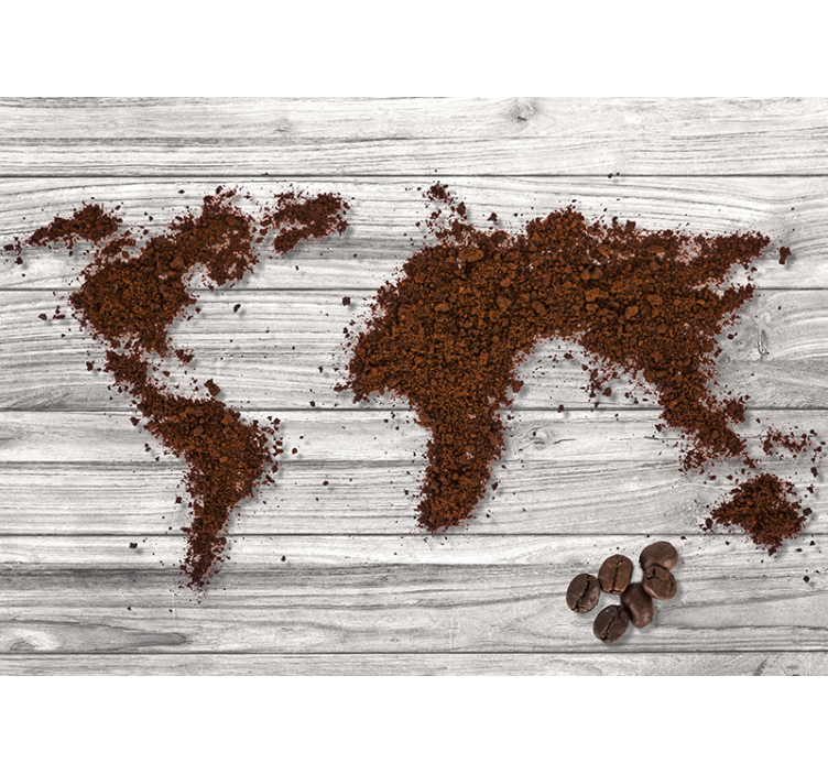 Coffee Grounds world map wallpaper - TenStickers