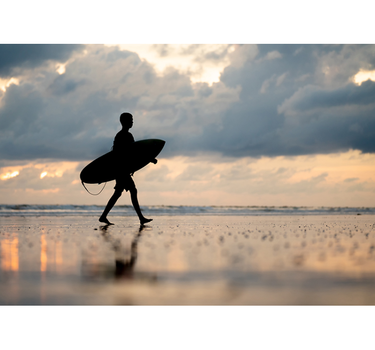 Surfer Silhouette under the sea wall mural - TenStickers
