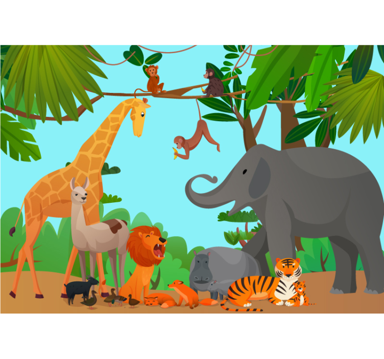 Jungle Animal Friends animals wall mural - TenStickers